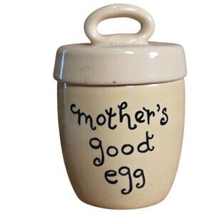 Vintage English Stoneware Covered Egg Cup “Mother’s Good Egg”
